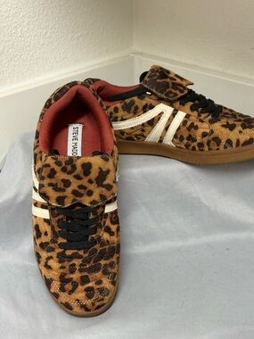 Steve Madden Leopard-Print Low Top Sneakers with White Stripes